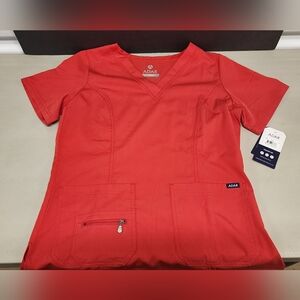 Adar Pro Scrubs For Women V-Neck Scrub Top Red Size M